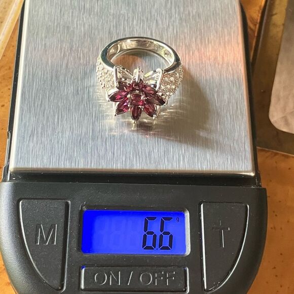 Natural Rhodolite Garnet Sterling Silver Cocktail Ring Size 6 - Picture 7 of 8